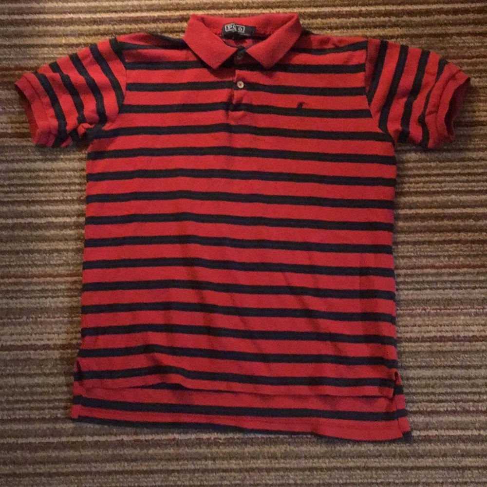 Womens Red and Black Striped Polo by Ralph Lauren Shirt